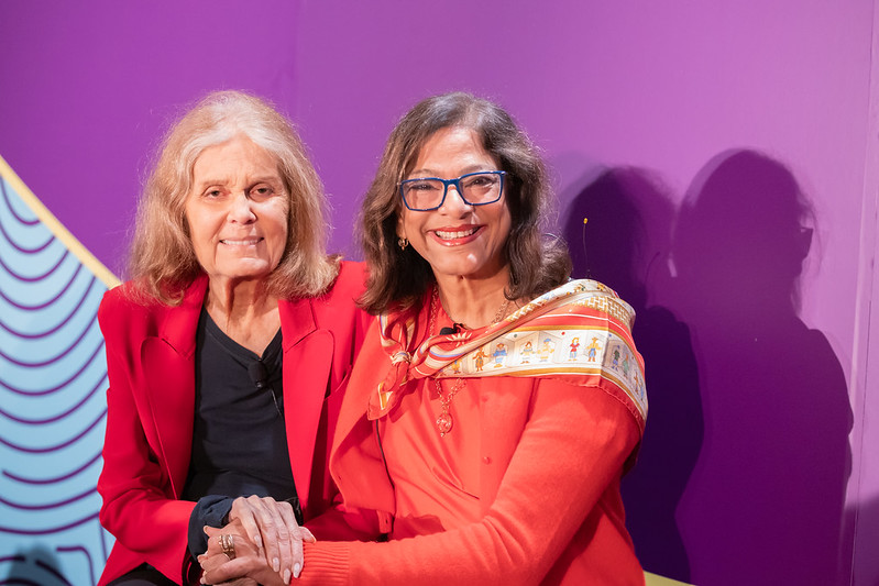 Gloria Steinem and Seramount President Subha Barry pose for a picture following their inspirational fireside chat.