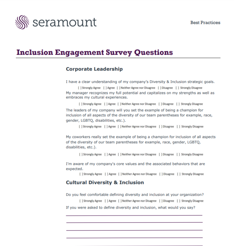 Inclusion Engagement Survey Questions