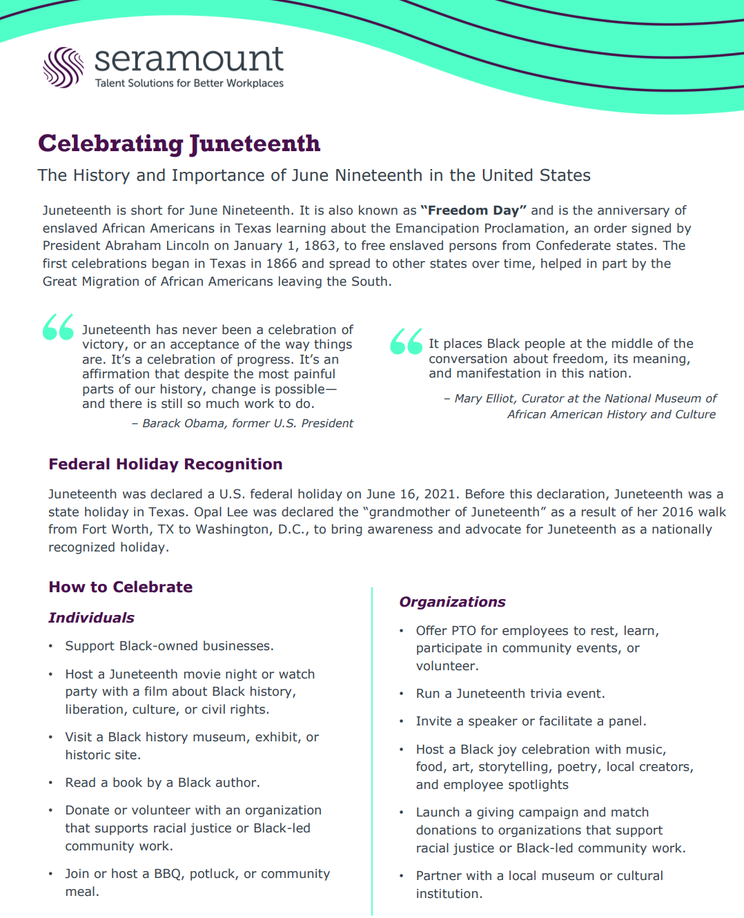 one pager tool resource celebrating juneteenth what is juneteenth