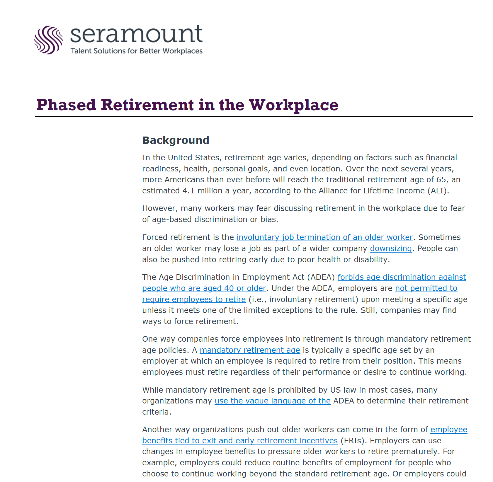 Phased Retirement in the Workplace