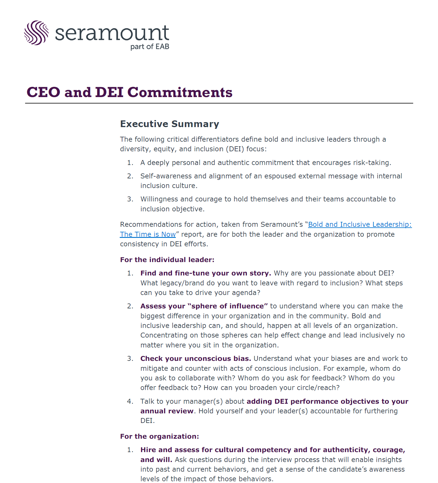 CEO and DEI Commitments
