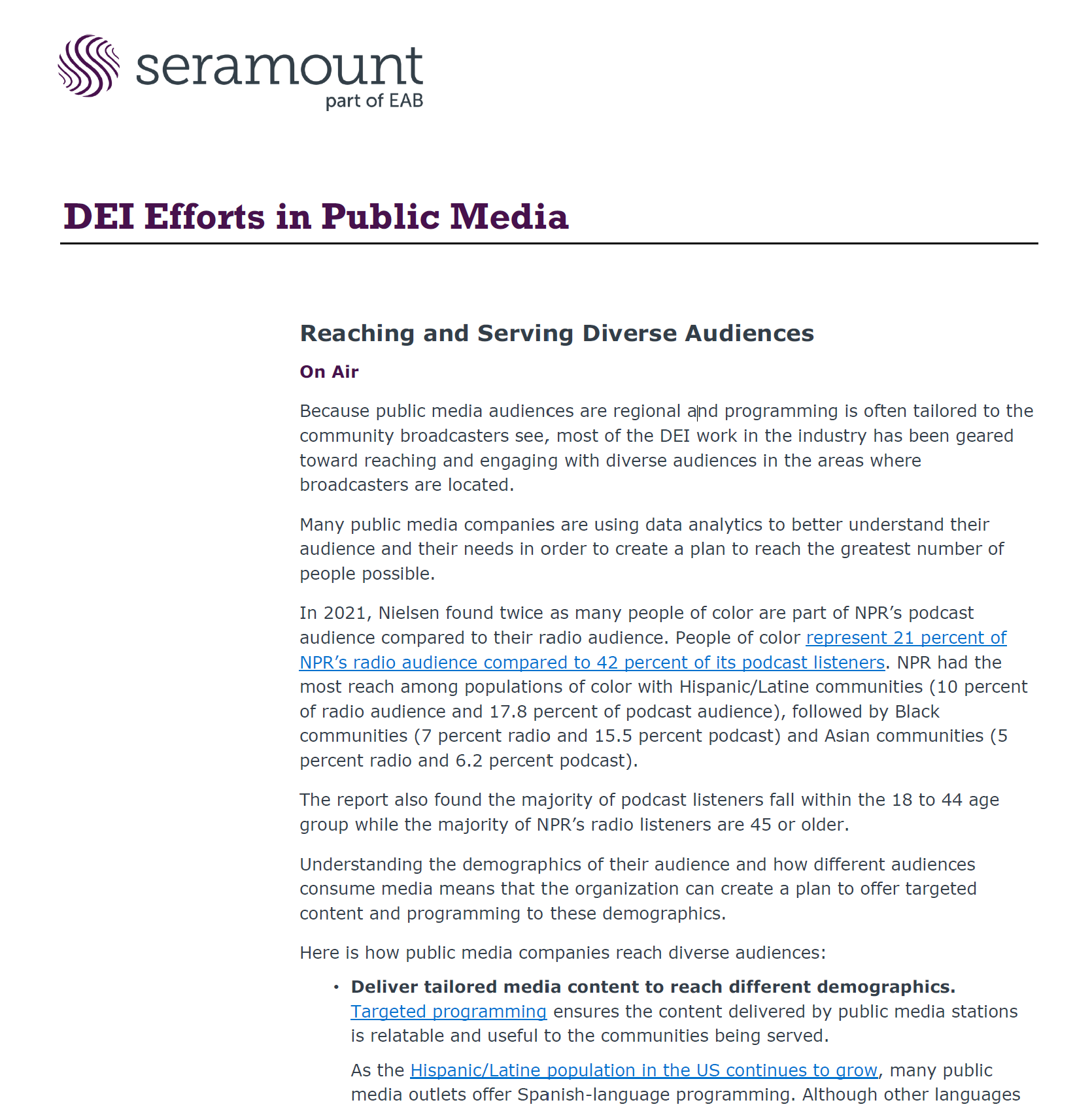 DEI Efforts in Public Media