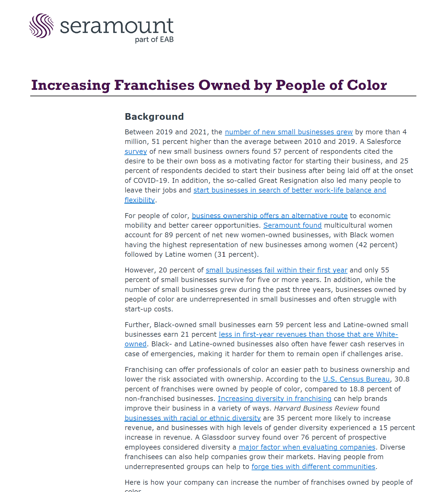 Increasing Franchises Owned by People of Color