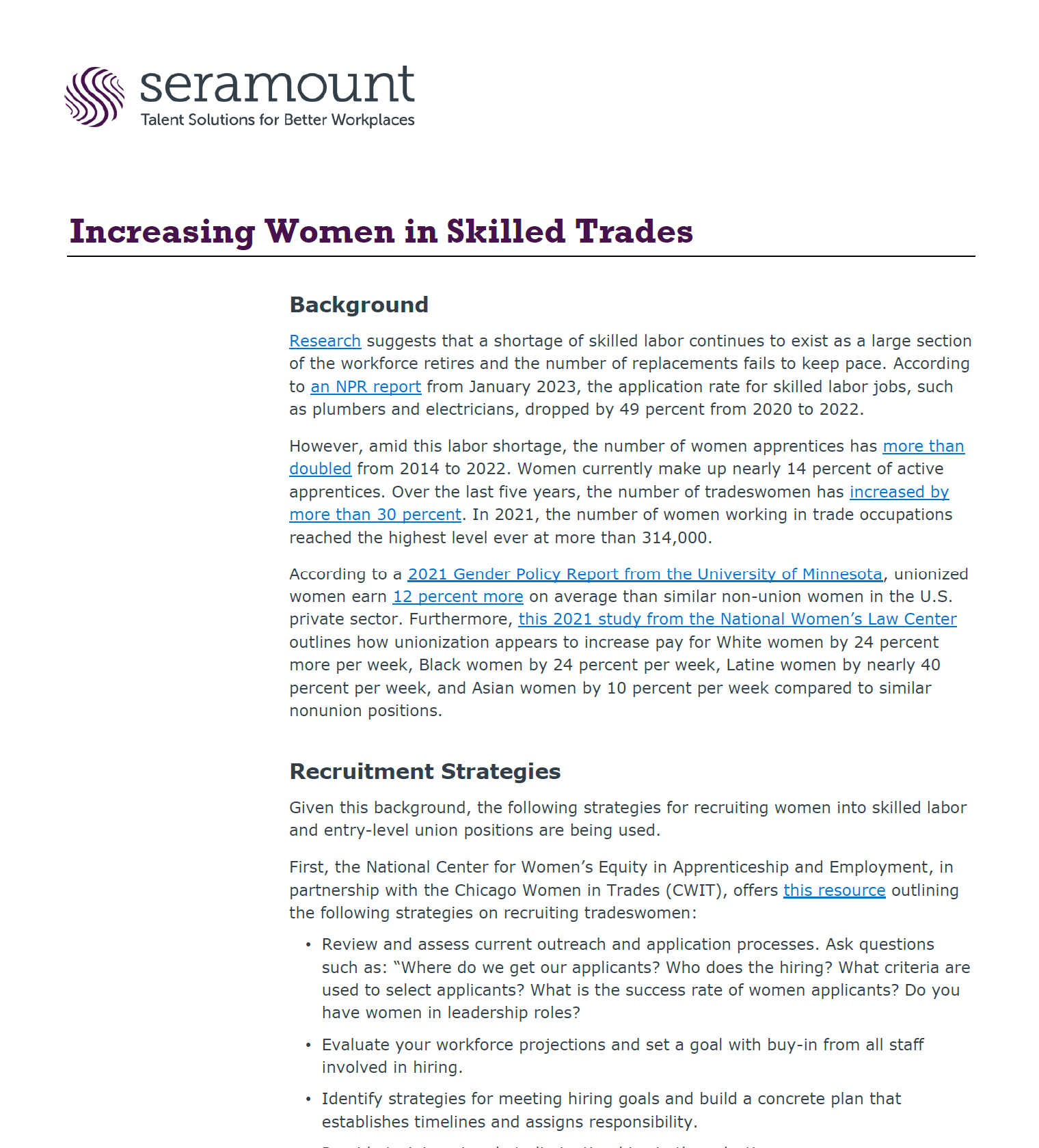 Increasing Women in Skilled Trades