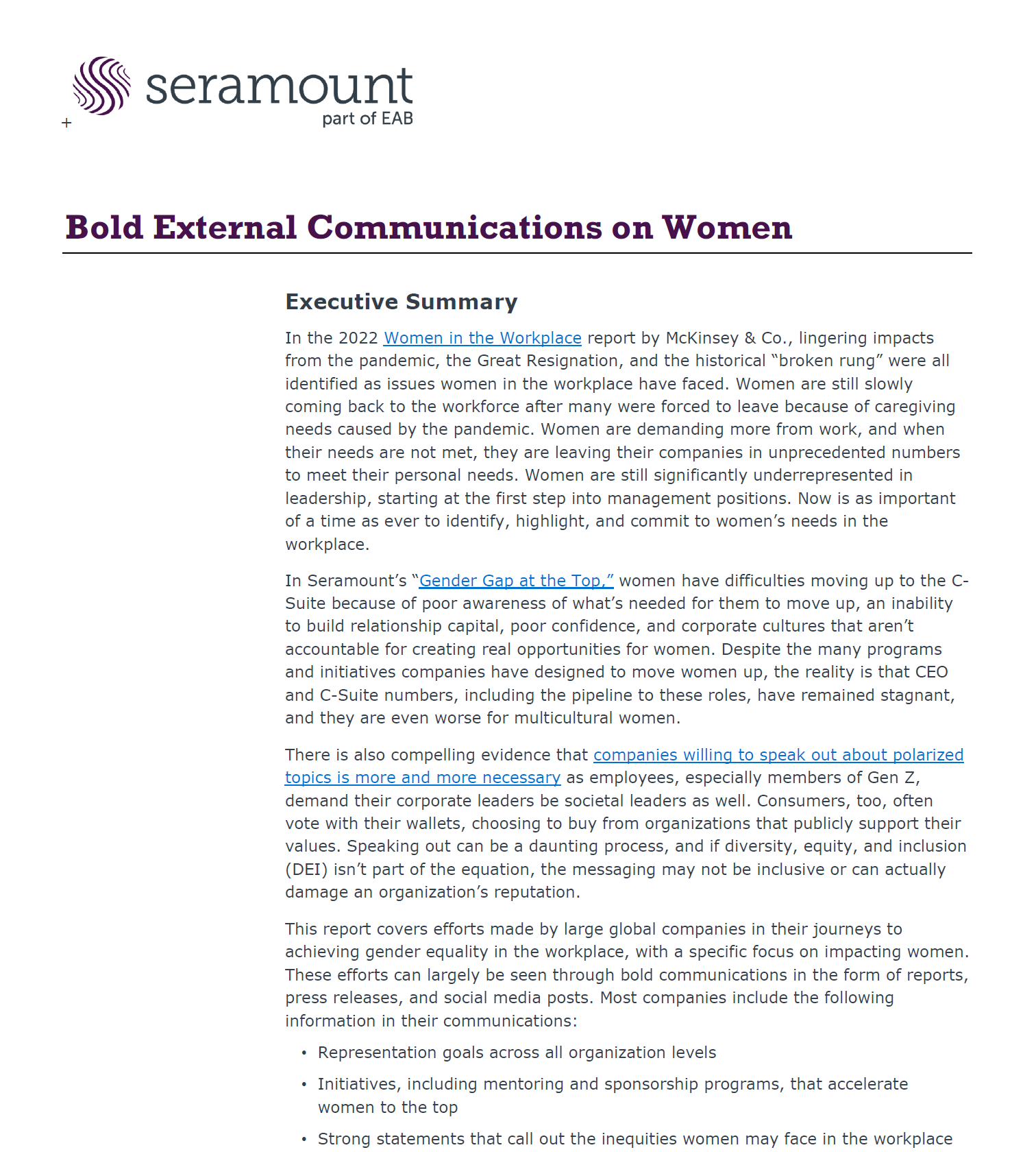 Bold External Communications on Women
