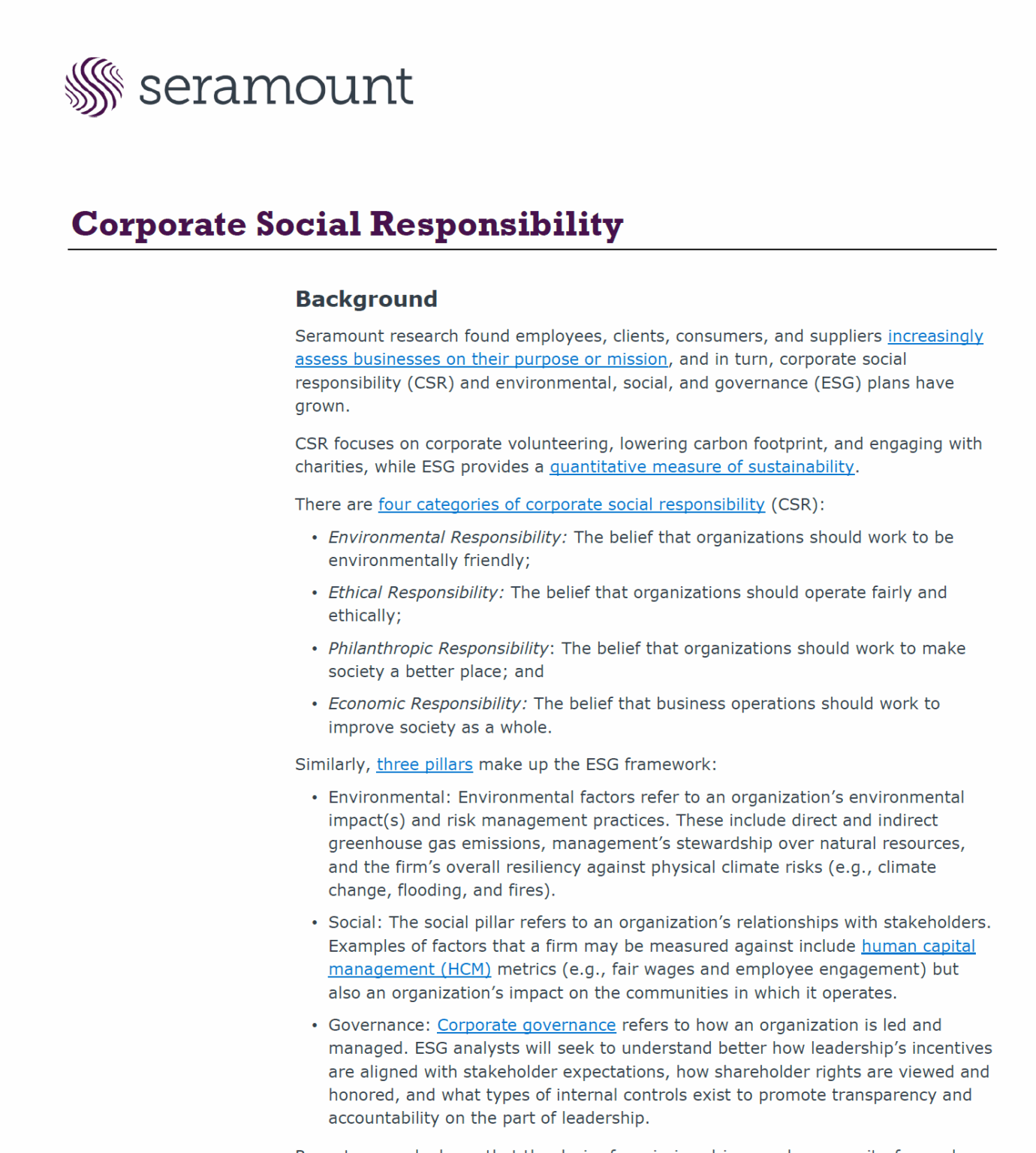 Corporate Social Responsibility Case Studies | Seramount