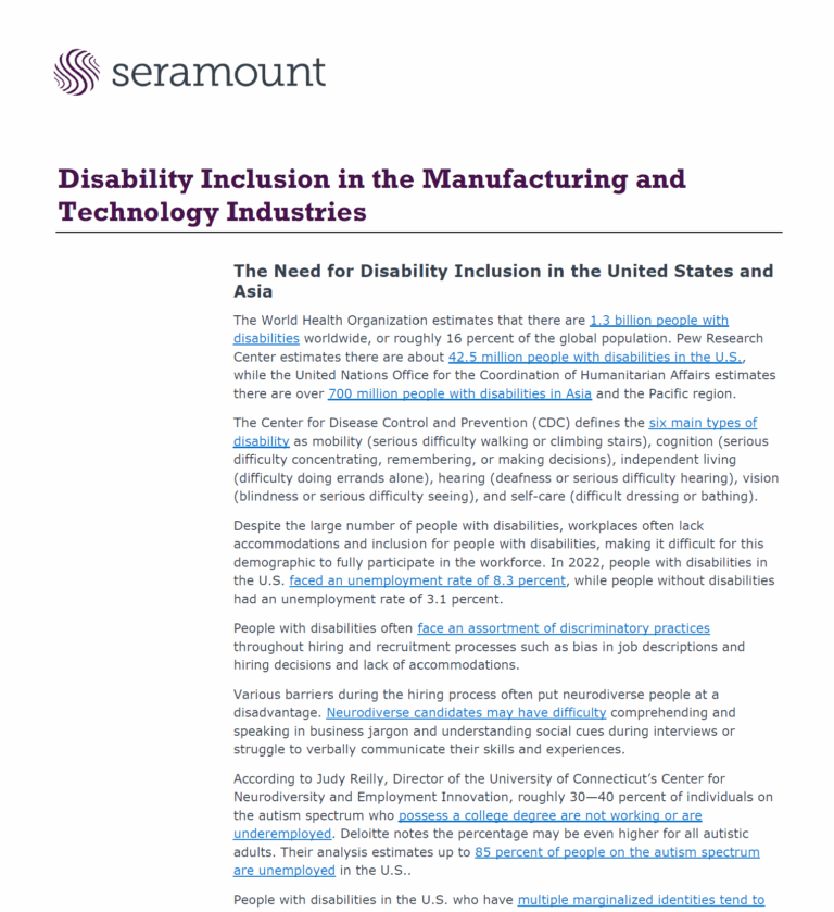 Disability Inclusion in the Manufacturing and Technology Industries