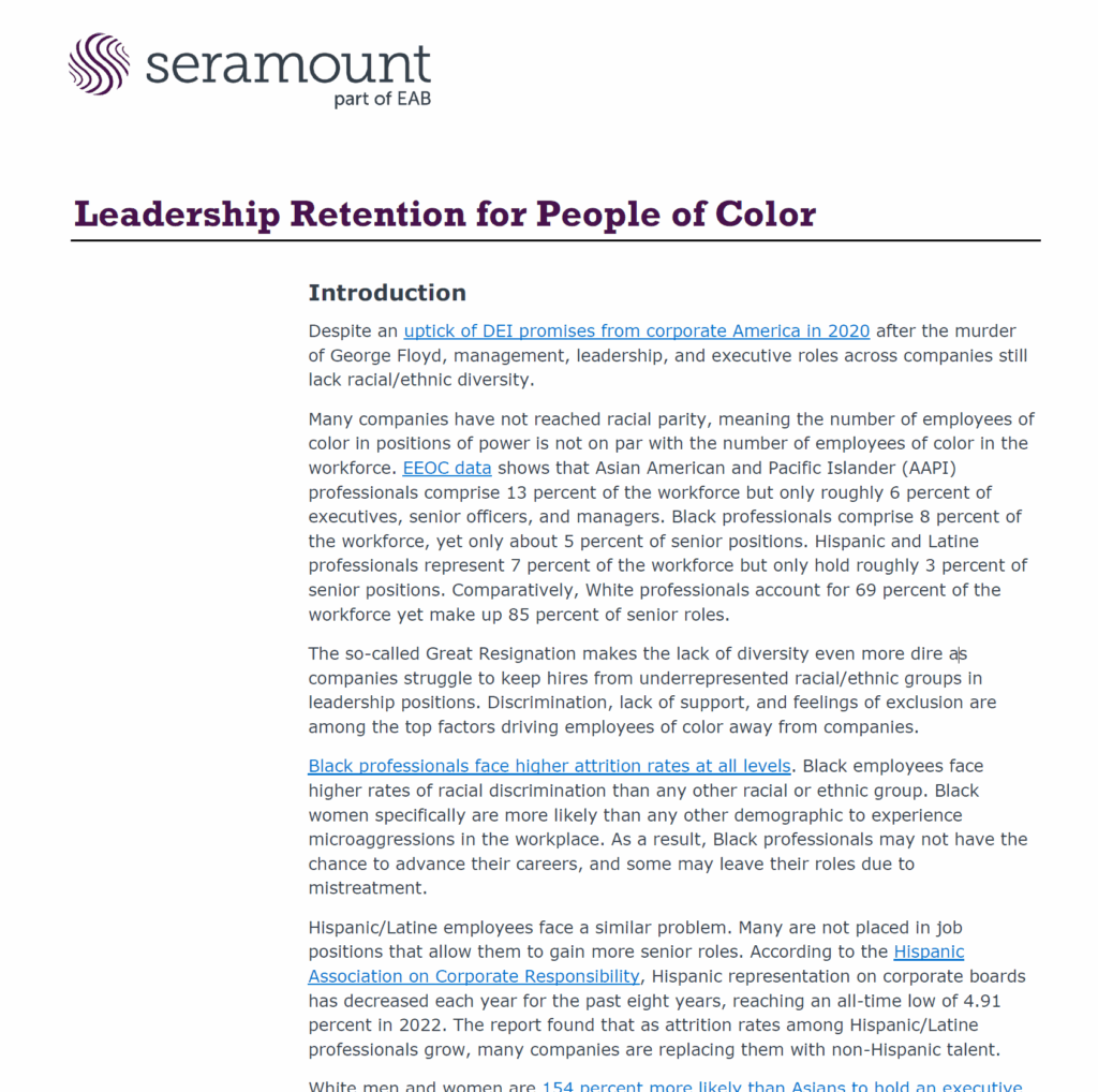 Rentention Color Leadership Retention for People of Color | Seramount