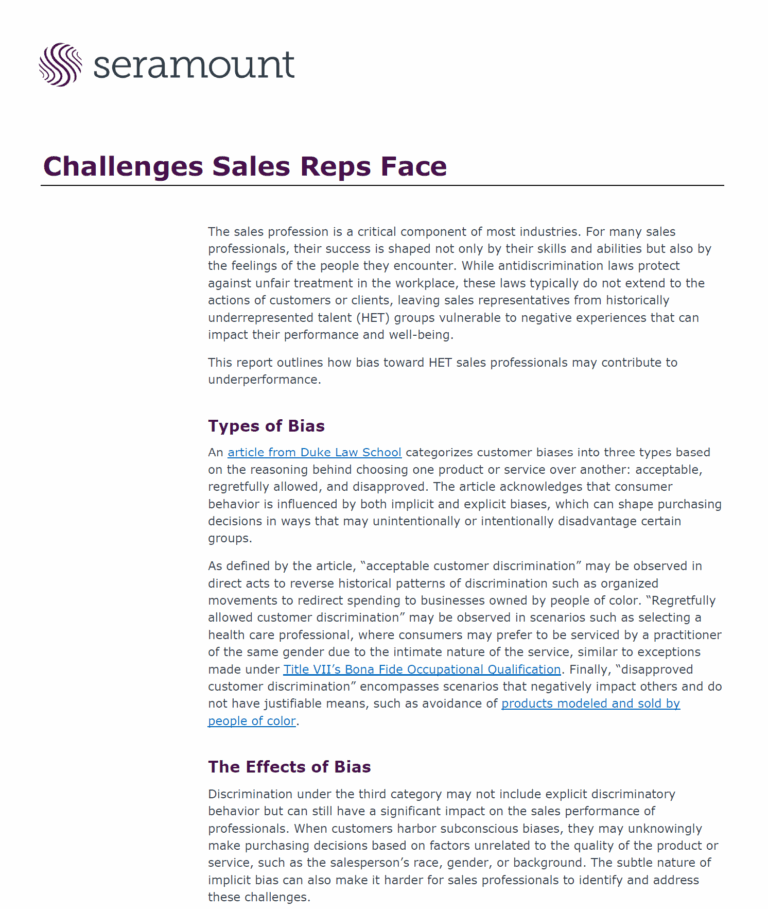 Bias in Sales: Challenges Faced by Underrepresented Sales Professionals