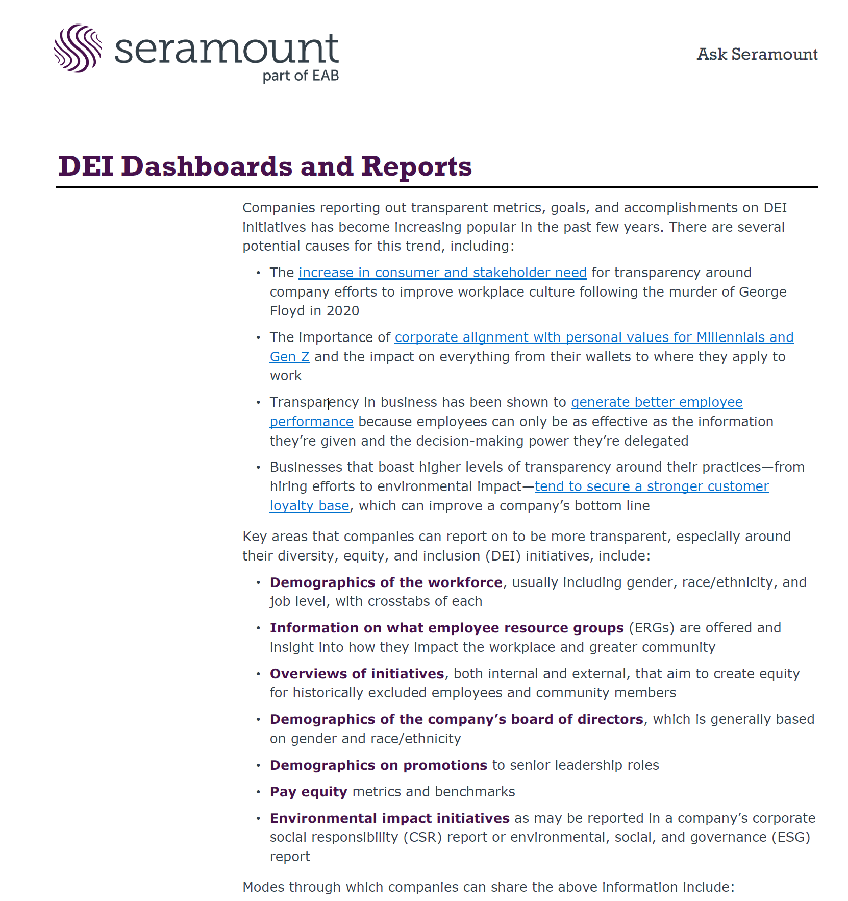 DEI Dashboards and Reports: Increasing Transparency and Accountability