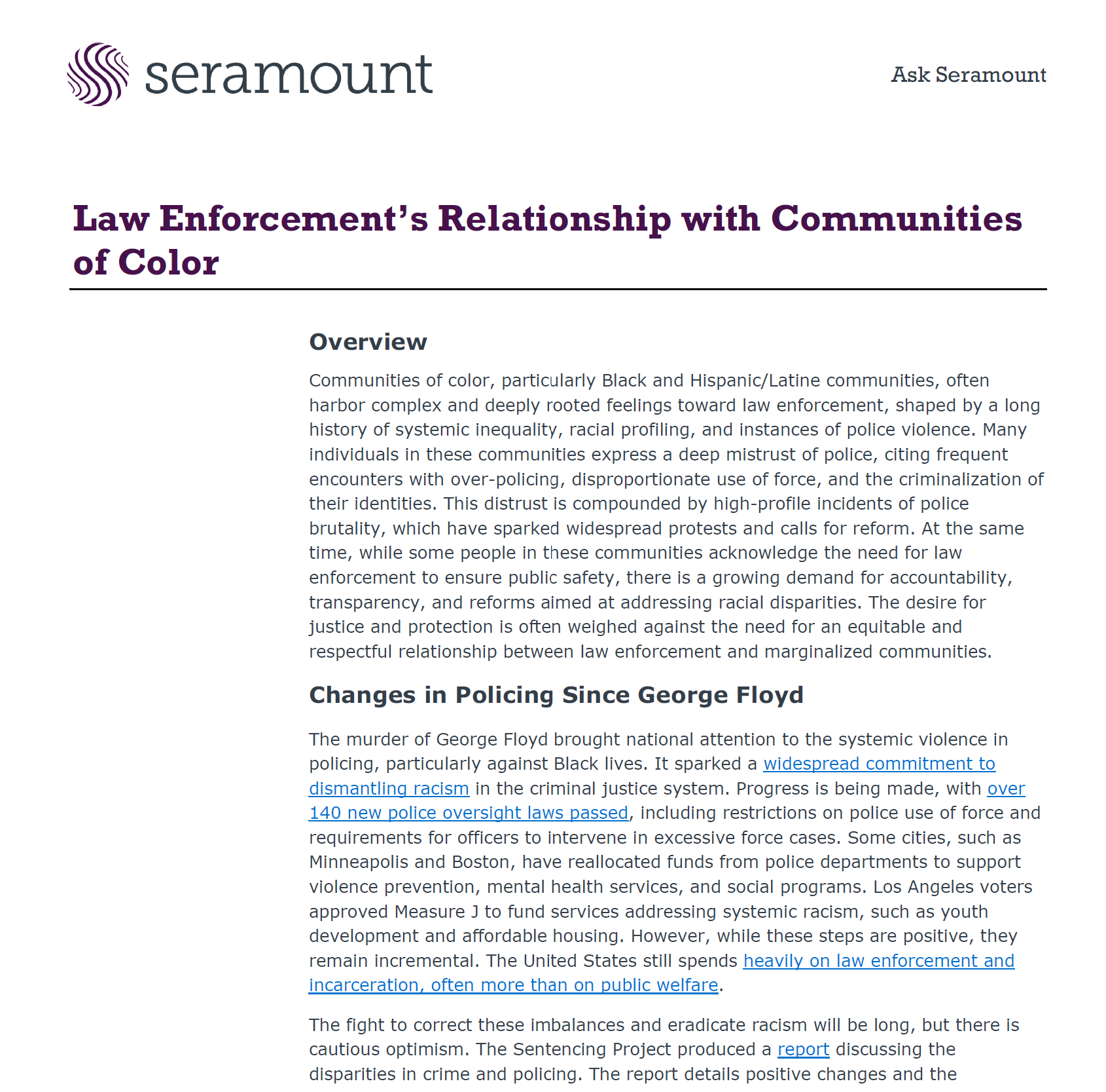 Law Enforcement’s Relationship with Communities of Color