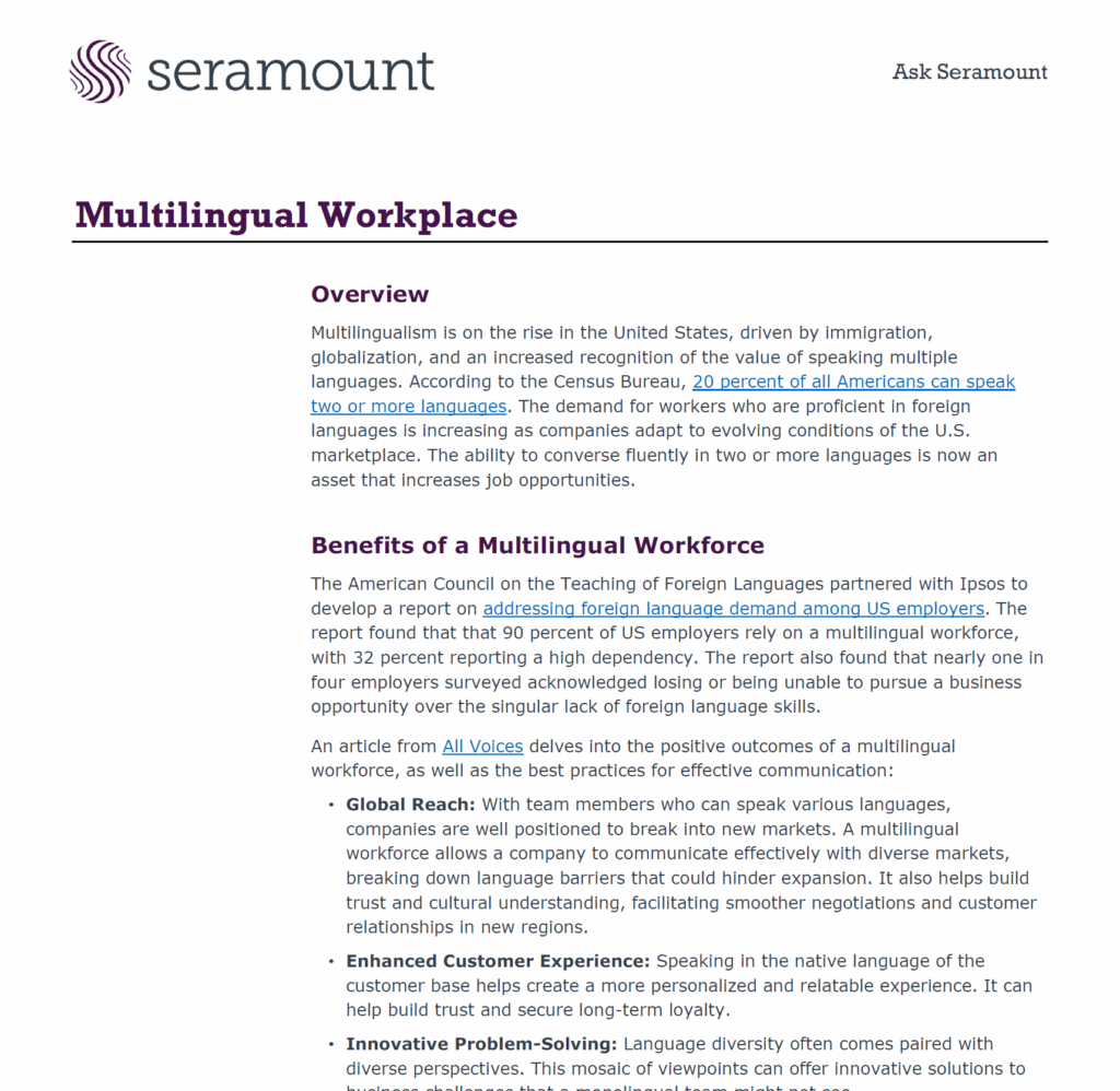 Multilingual Workplace: Maximizing Communication and Inclusion | Seramount
