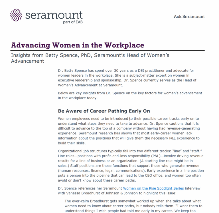 Advancing Women in the Workplace: Insights from Dr. Betty Spence