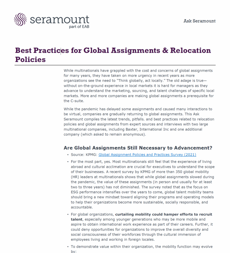 Best Practices for Global Assignments and Relocation Policies