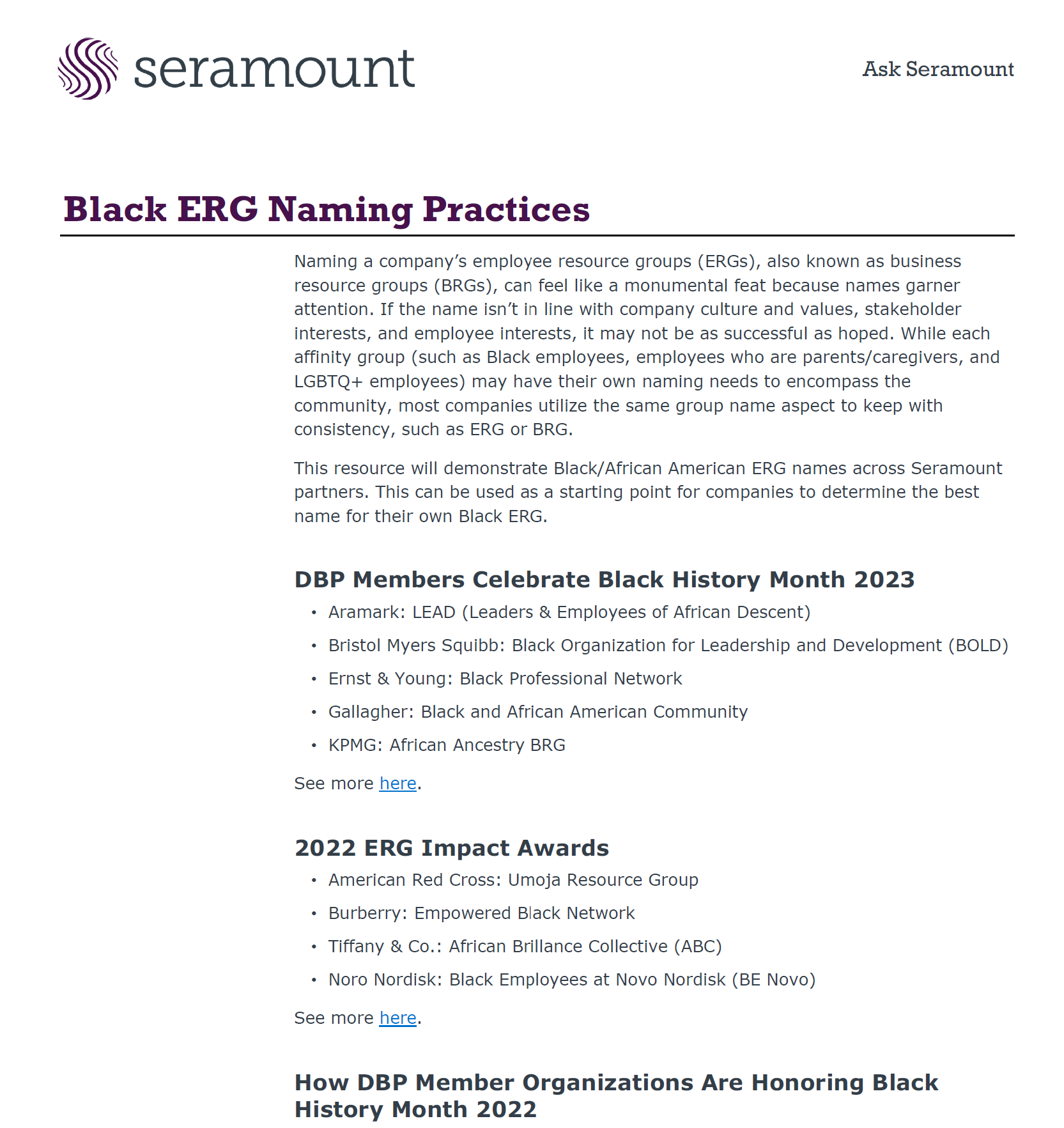 Black ERG Naming Practices