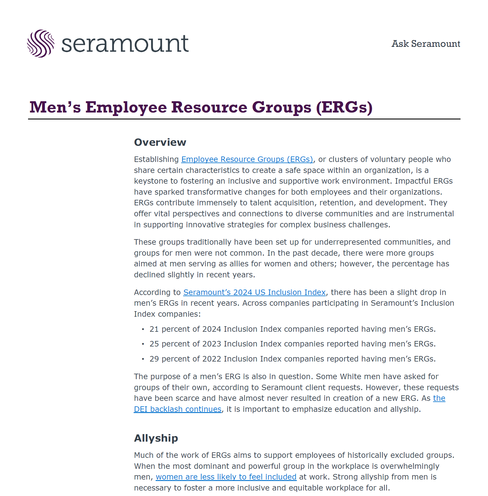 Men’s Employee Resource Groups (ERGs):