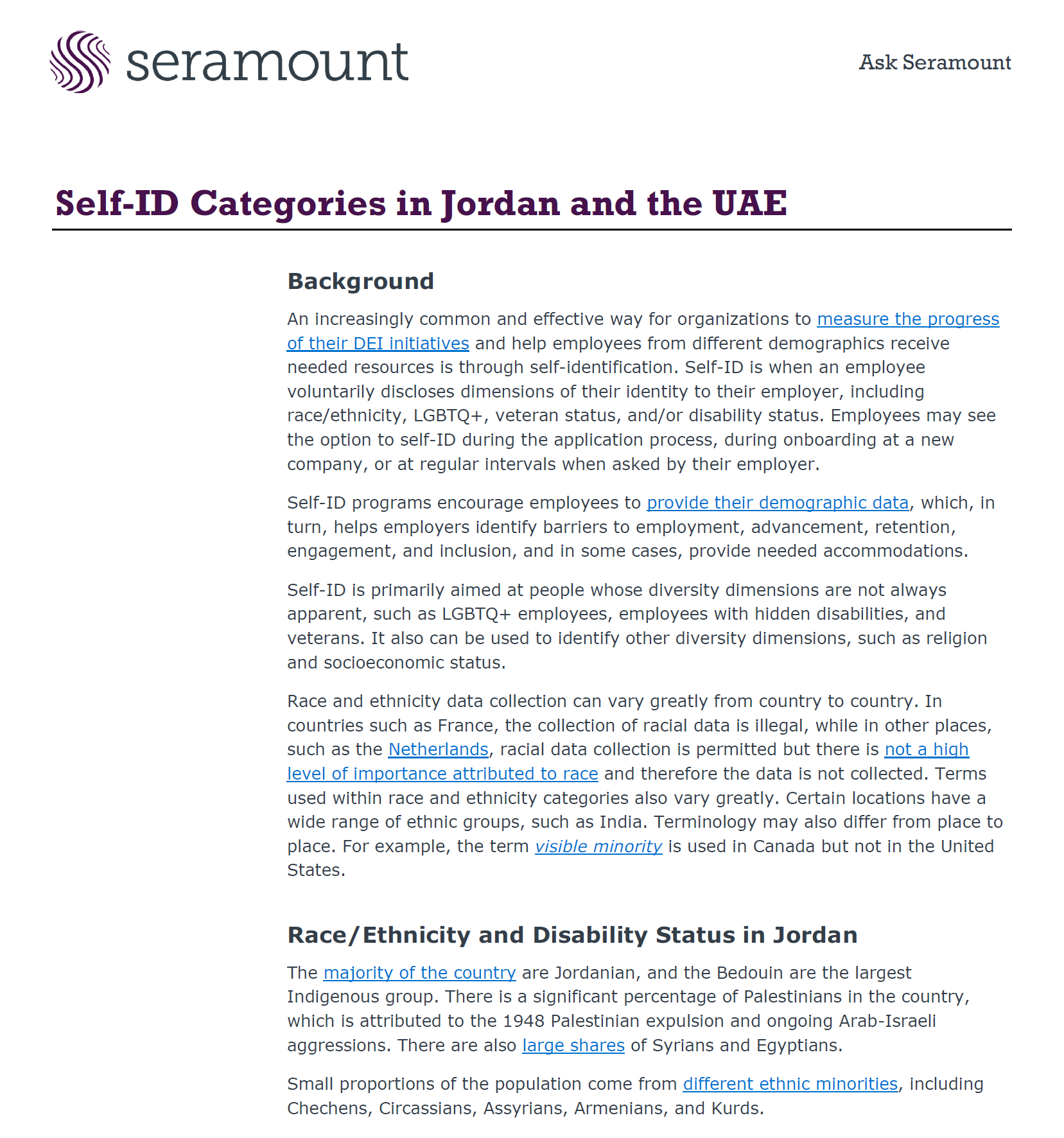 Self-ID Categories in Jordan and the UAE