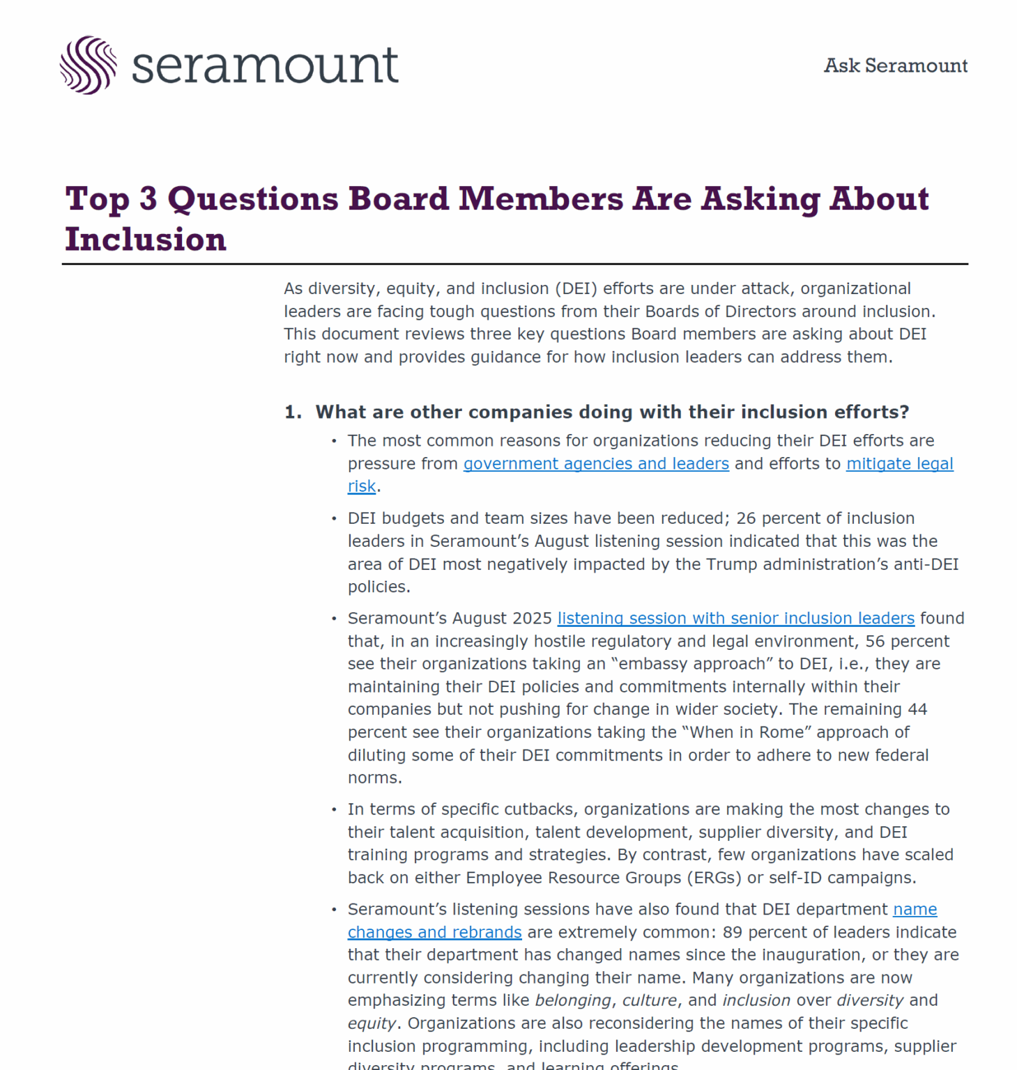 Top 3 Questions Board Members Are Asking About Inclusion | Seramount