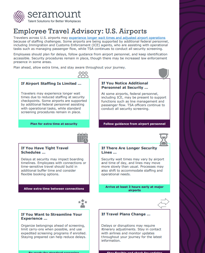 Employee Travel Advisory: U.S. Airports