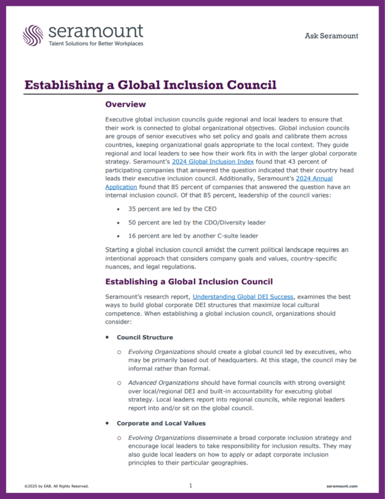 Best Practices for Establishing a Global Inclusion Council