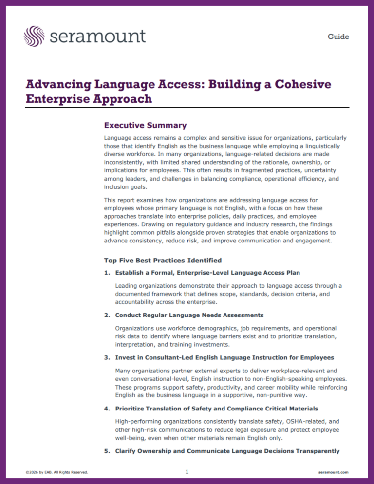 Advancing Language Access: Building a Cohesive Enterprise Approach
