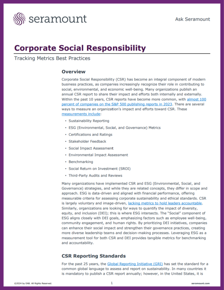 Corporate Social Responsibility: Tracking Metrics Best Practices