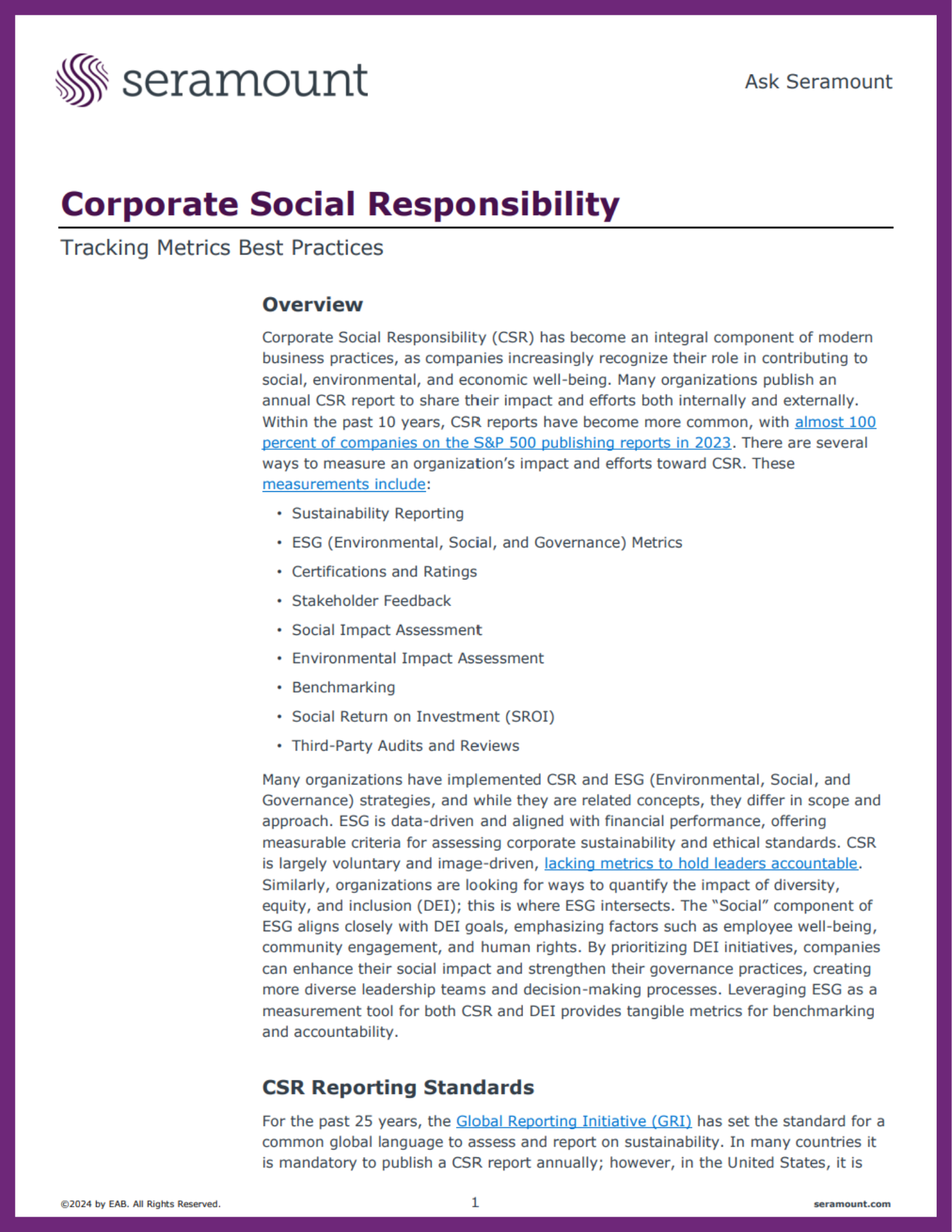 Corporate Social Responsibility: Tracking Metrics Best Practices