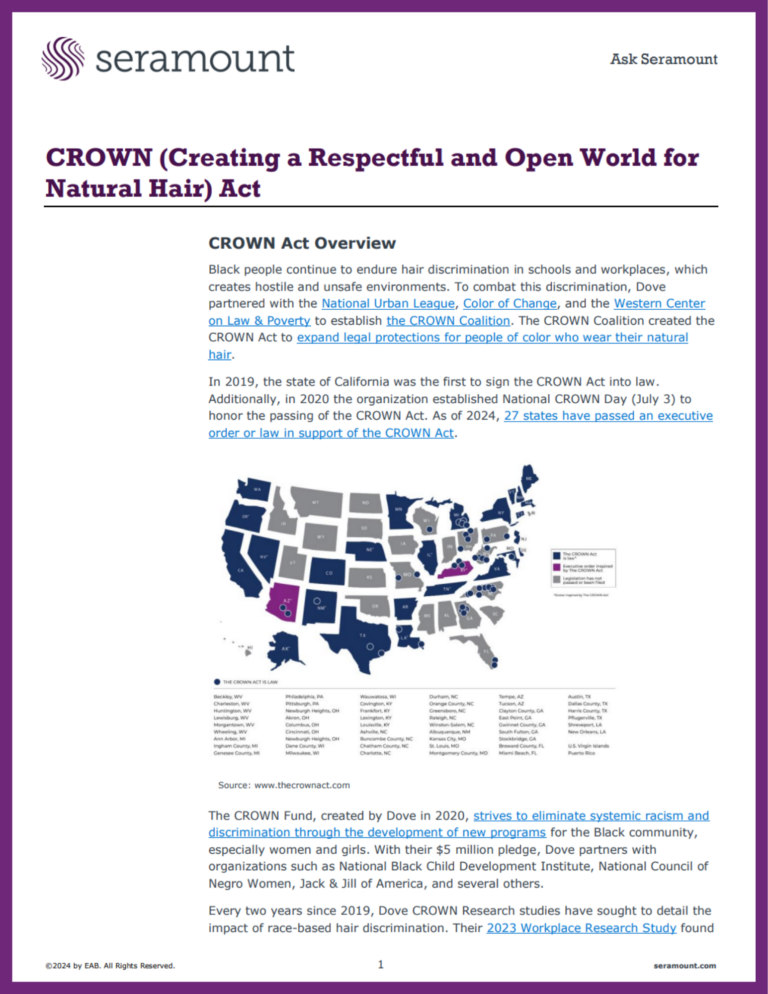 CROWN (Creating a Respectful and Open World for Natural Hair) Act
