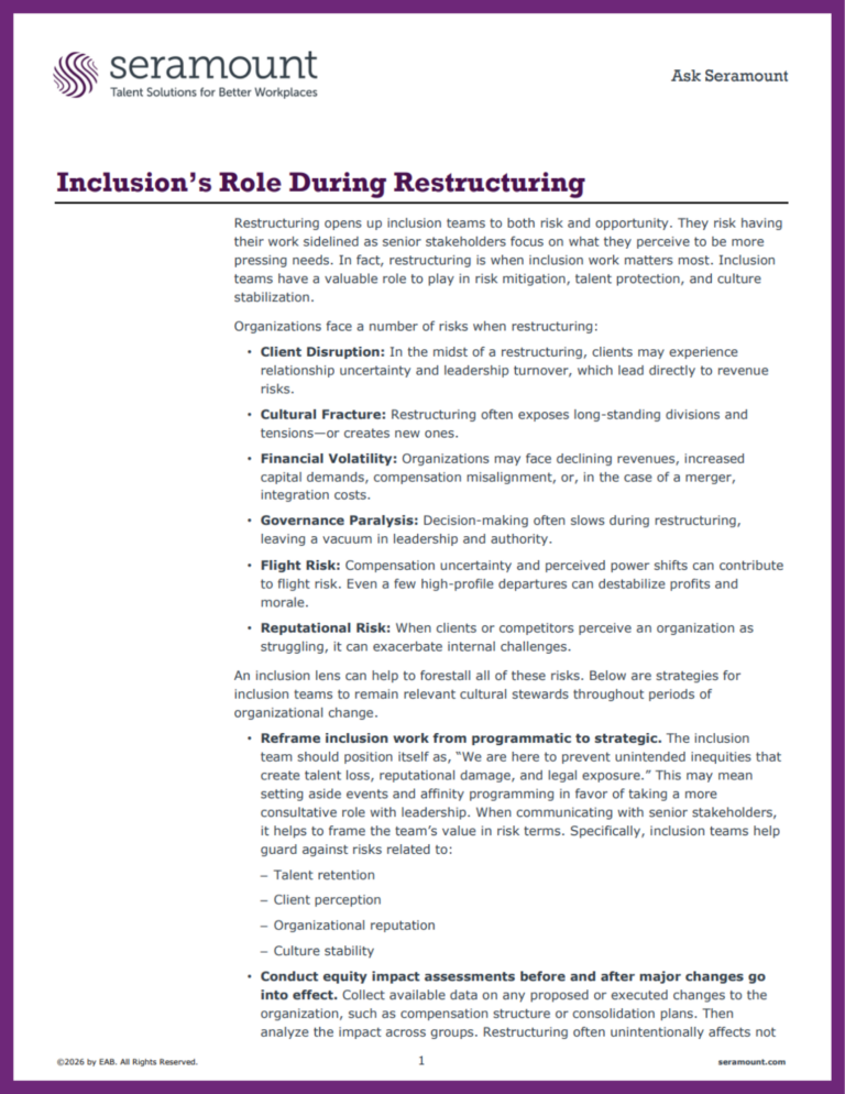 Inclusion’s Role During Restructuring