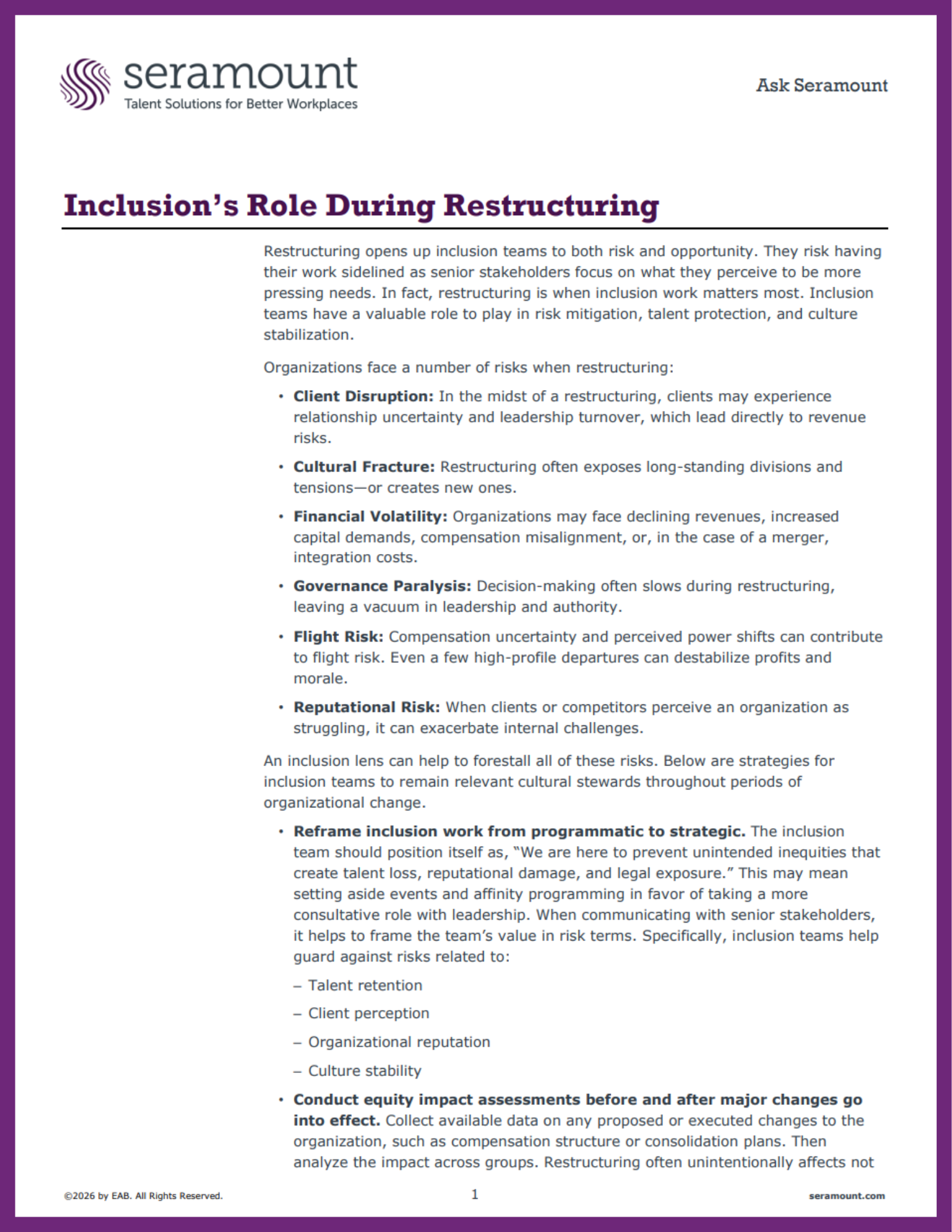 Inclusion’s Role During Restructuring
