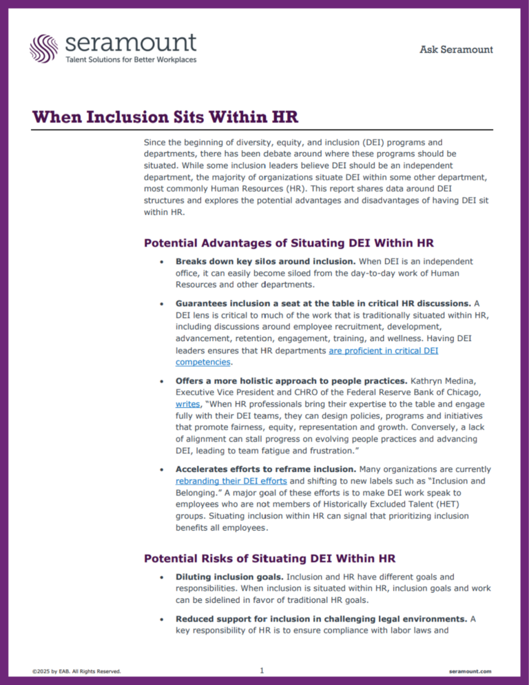When Inclusion Sits Within HR