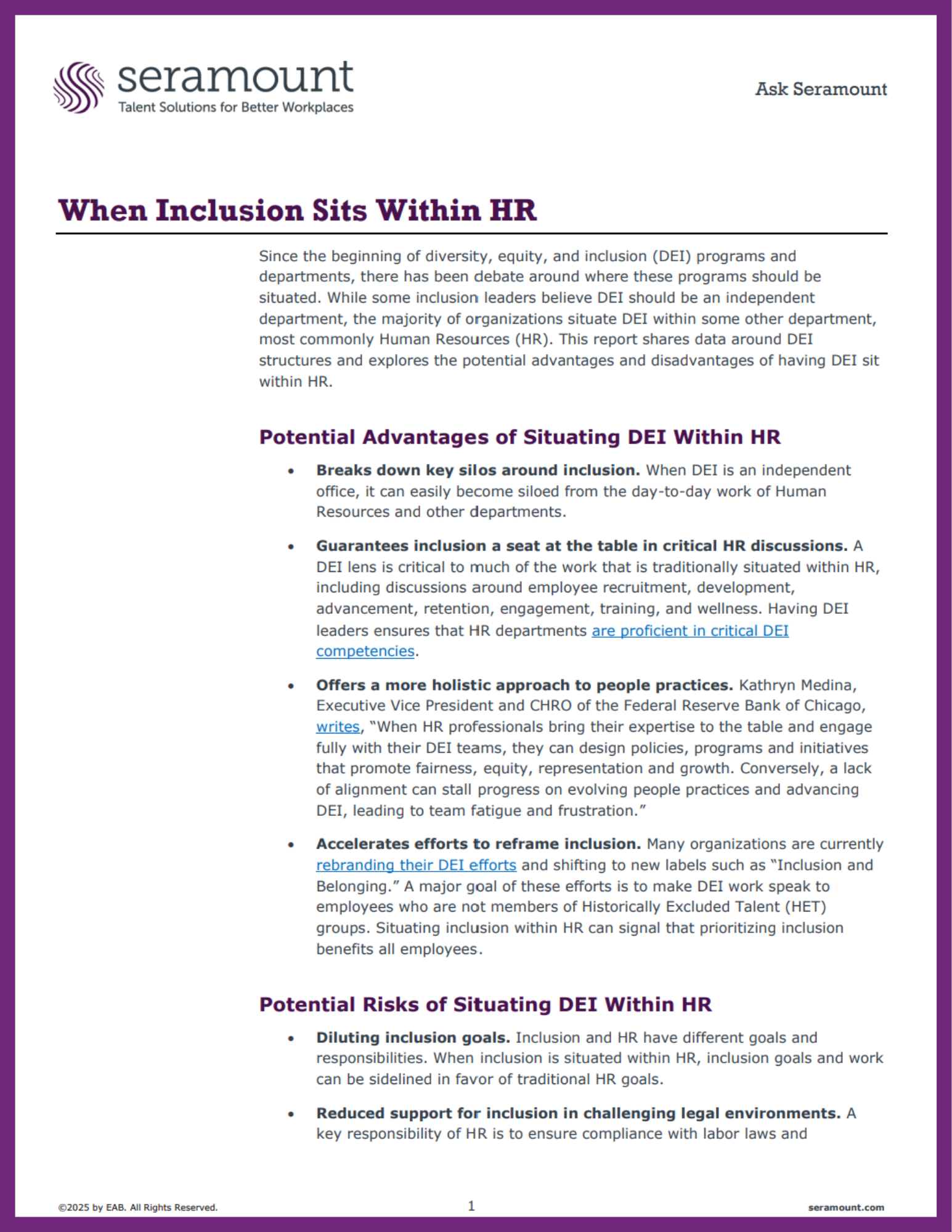 When Inclusion Sits Within HR