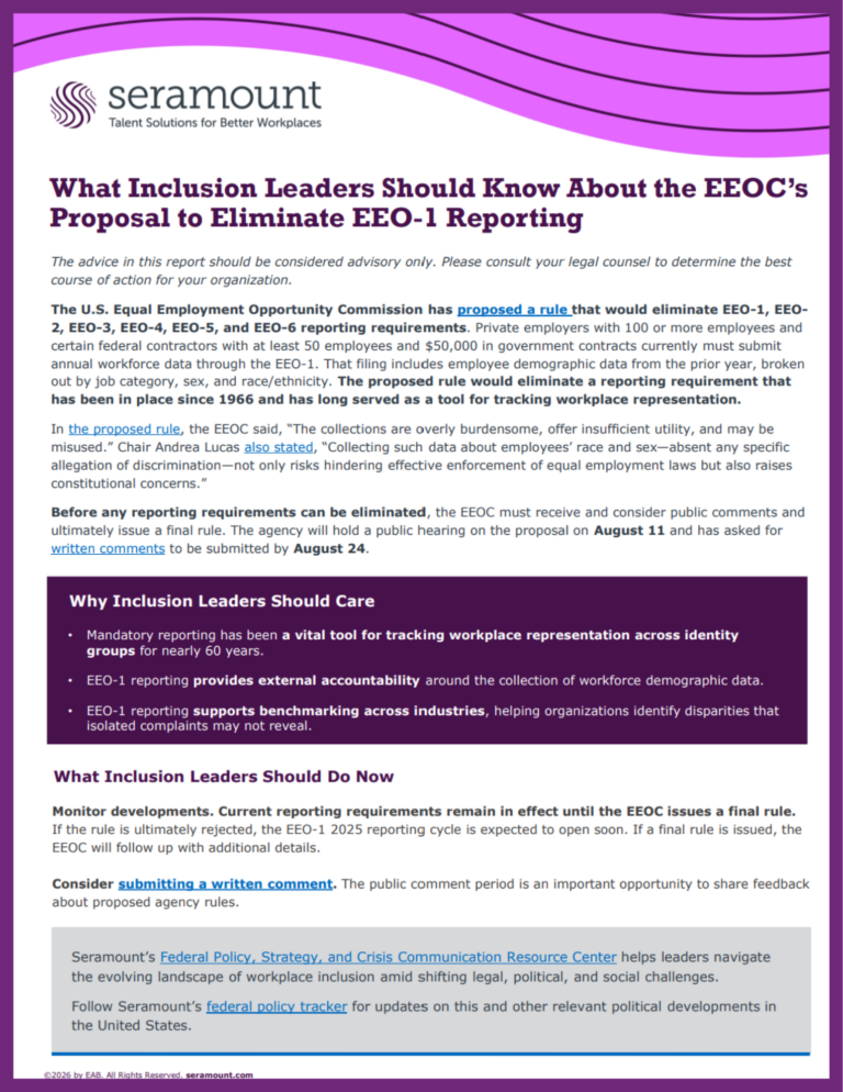 What Inclusion Leaders Should Know About the EEOC’s Proposal to Eliminate EEO-1 Reporting