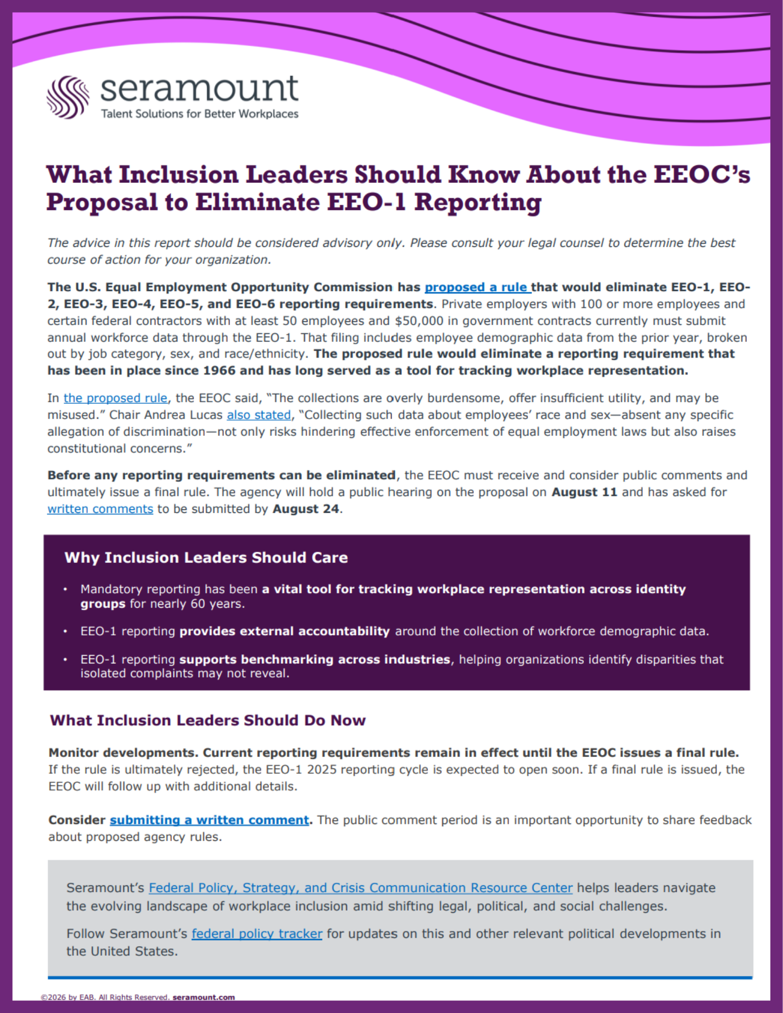 What Inclusion Leaders Should Know About the EEOC’s Proposal to Eliminate EEO-1 Reporting