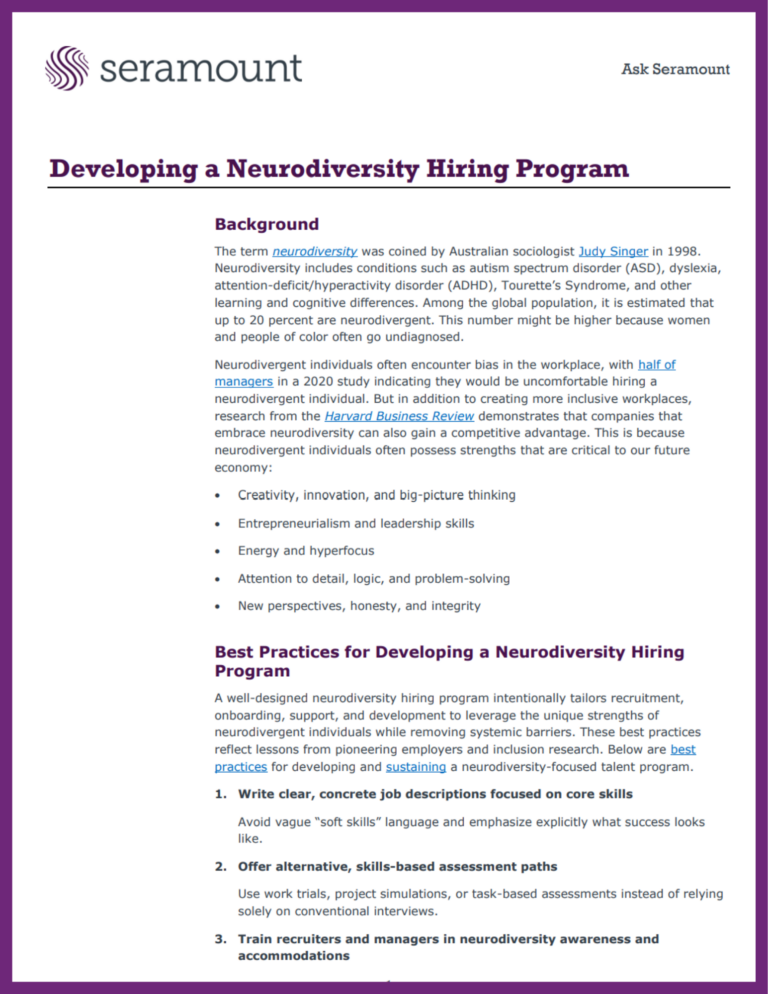 Developing a Neurodiversity Hiring Program