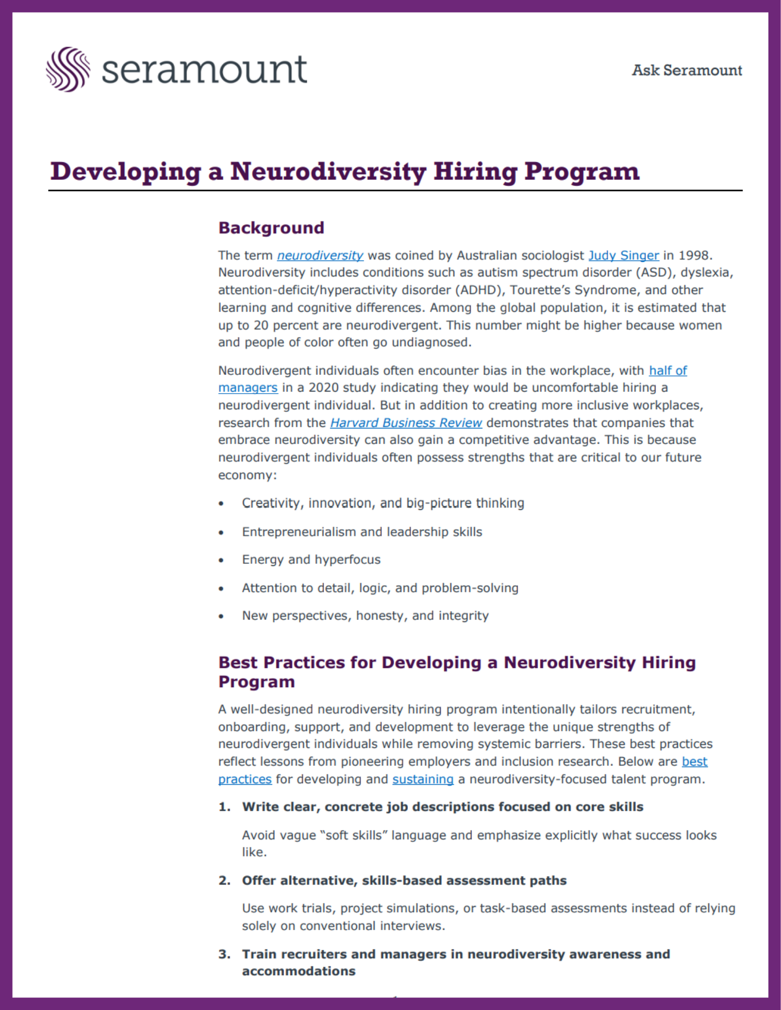Developing a Neurodiversity Hiring Program