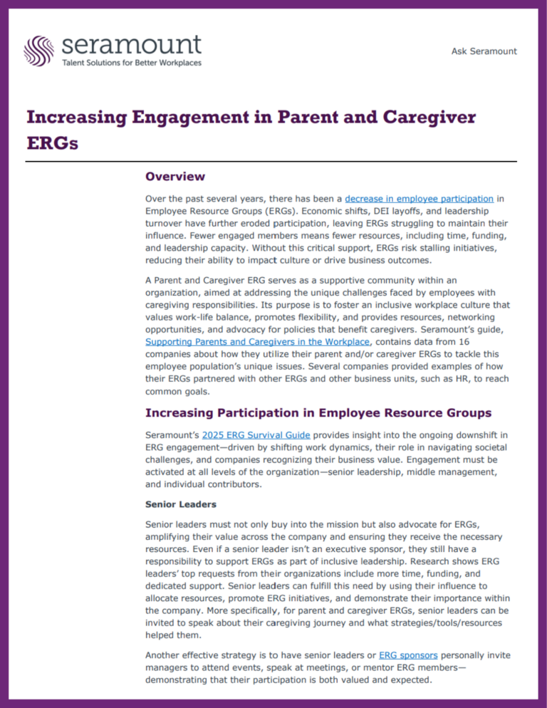 Increasing Engagement in Parent and Caregiver ERGs
