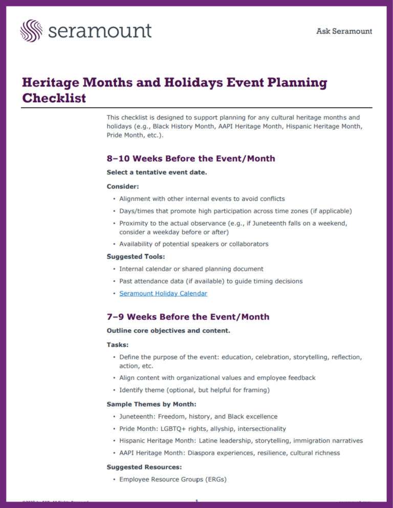 Heritage Months and Holidays Event Planning Checklist