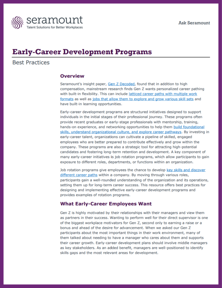 Best Practices for Early-Career Development Programs