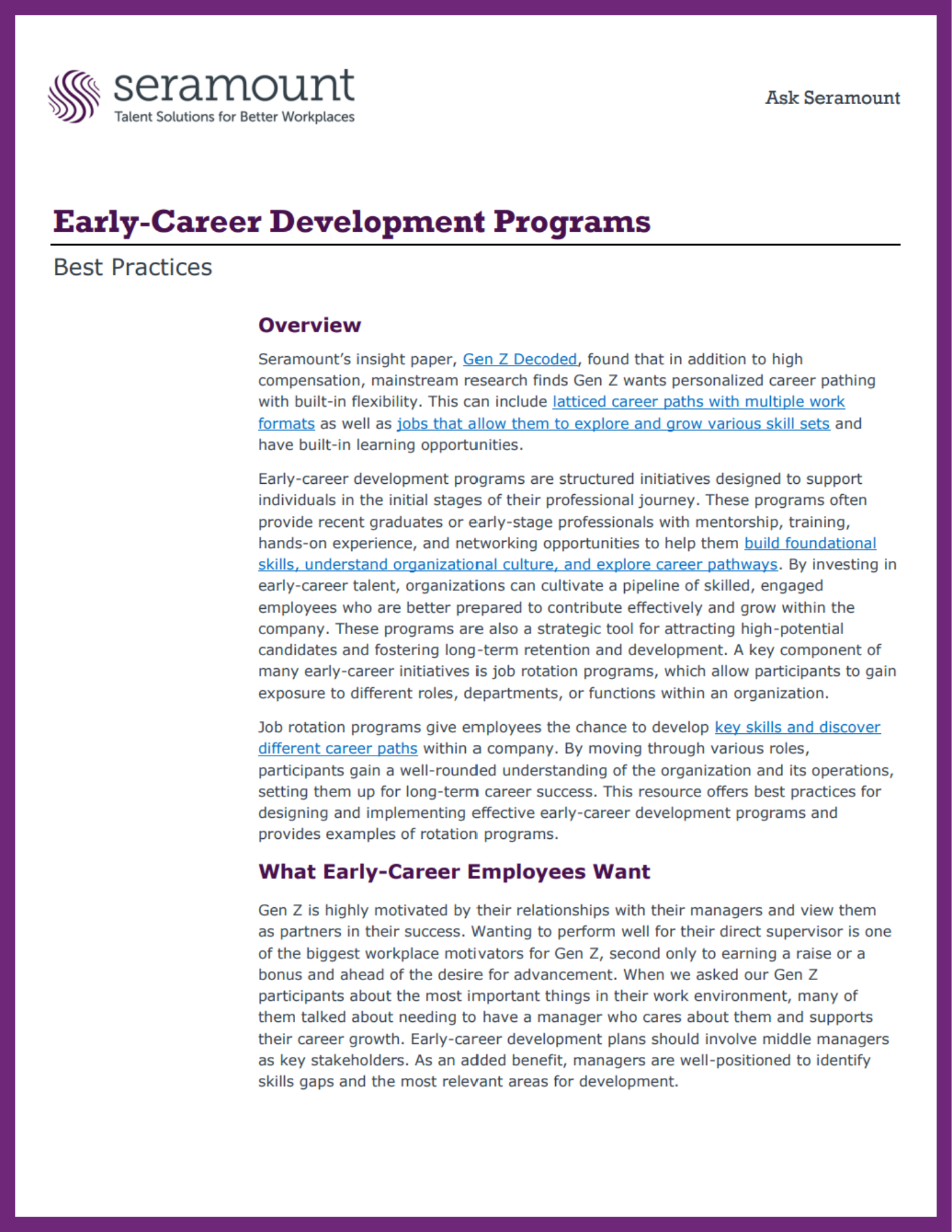 Best Practices for Early-Career Development Programs