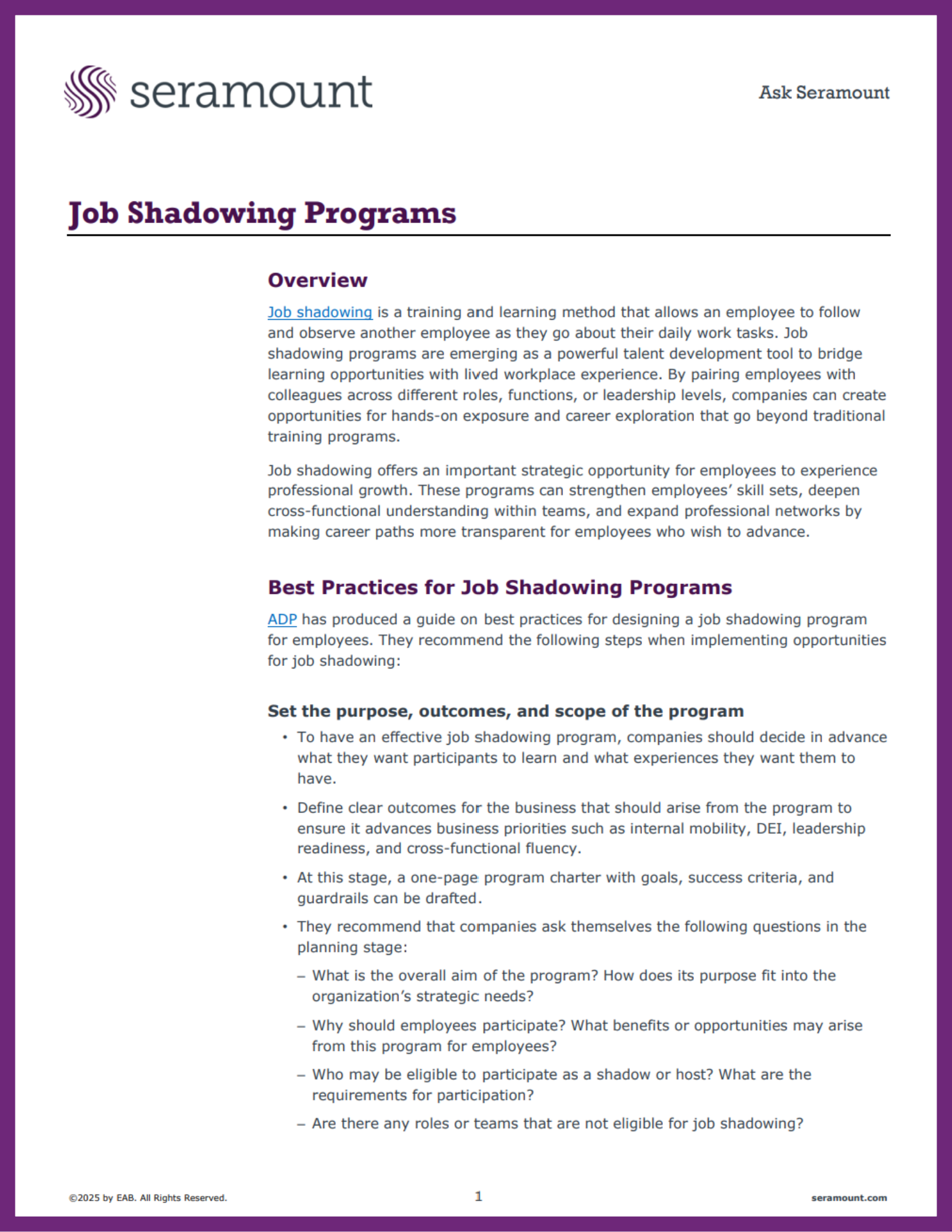Best Practices for Job Shadowing Programs